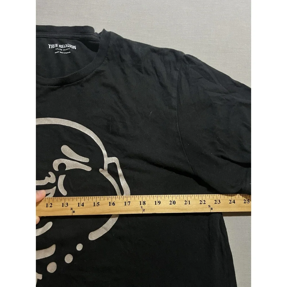 True Religion Shirt XL Black Buddha Logo‎ Pullover Short Sleeve Mens.